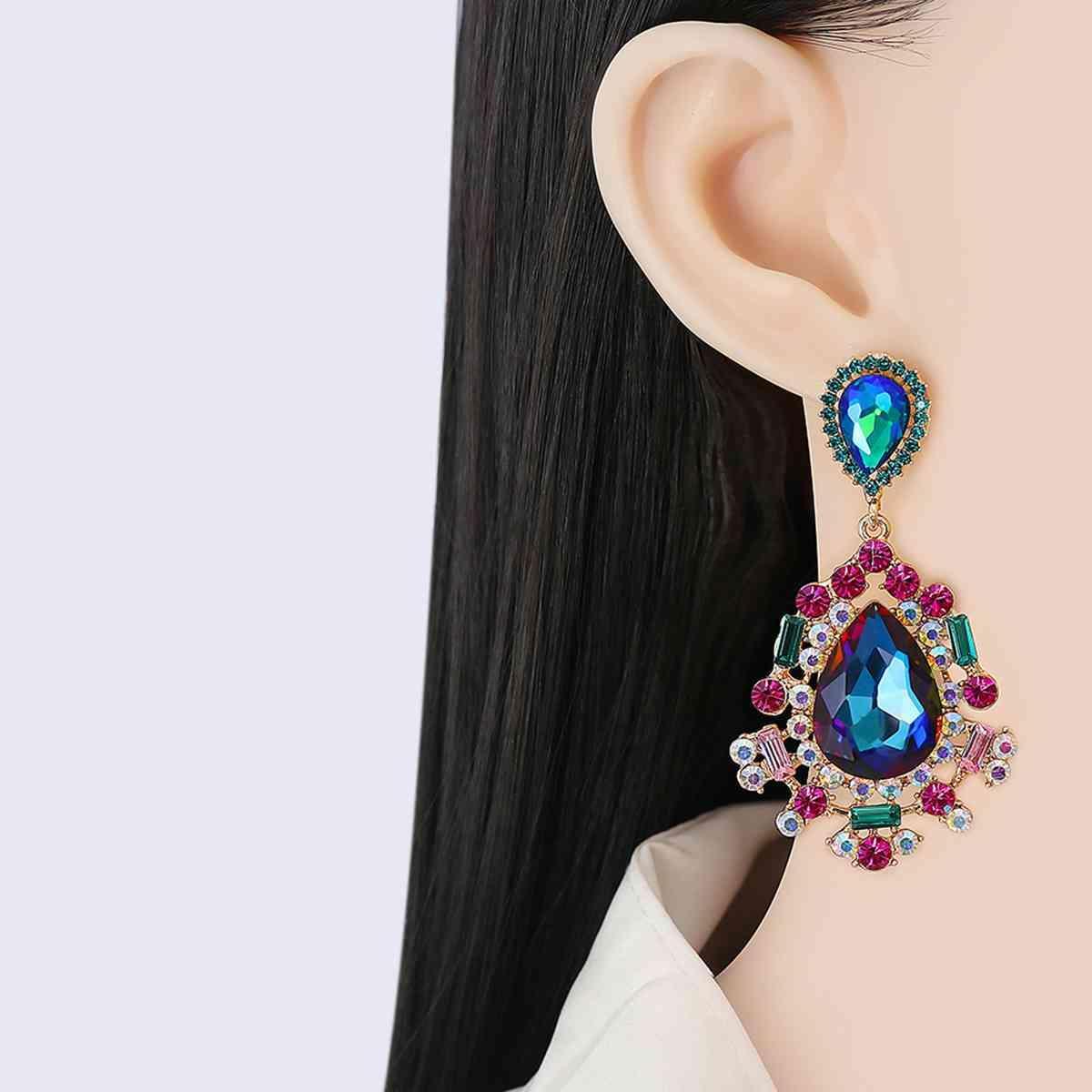 Groundbreaking Teardrop Shape Rhinestone Dangle Earrings-MXSTUDIO.COM