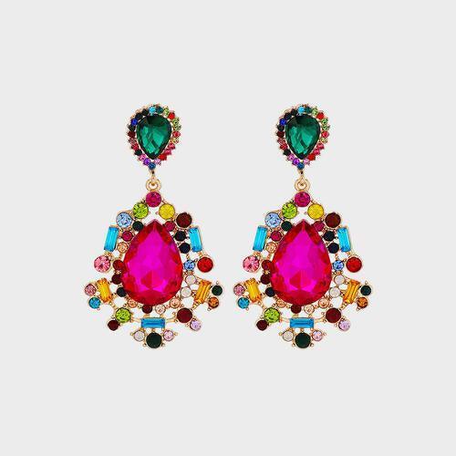 Groundbreaking Teardrop Shape Rhinestone Dangle Earrings-MXSTUDIO.COM