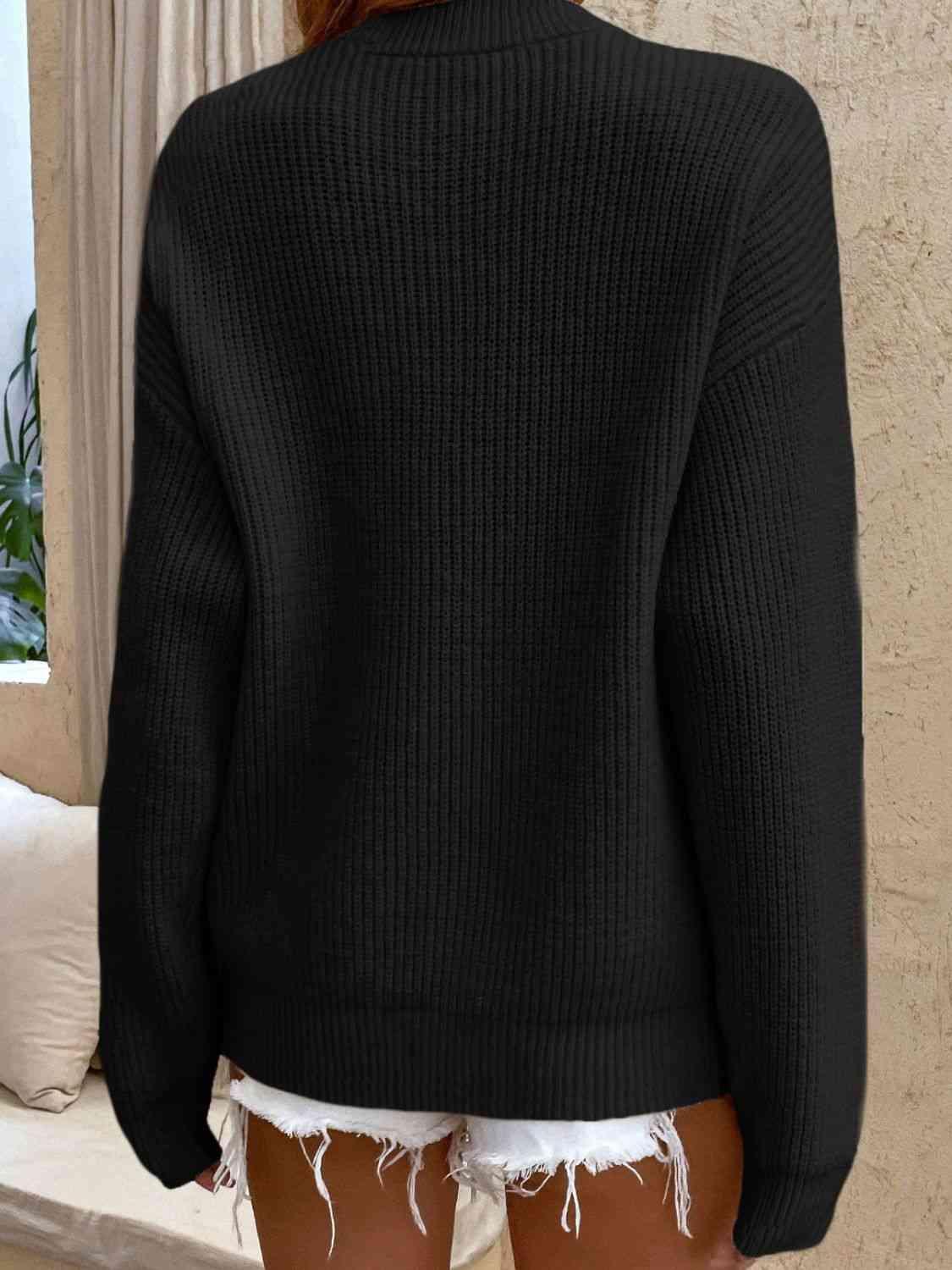 Guaranteed Warmth Knitted Half Button Sweater-MXSTUDIO.COM