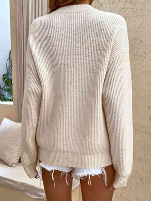 Guaranteed Warmth Knitted Half Button Sweater-MXSTUDIO.COM