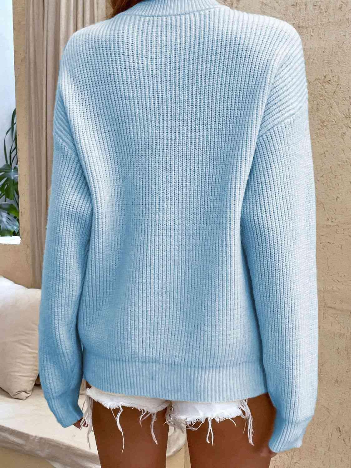 Guaranteed Warmth Knitted Half Button Sweater-MXSTUDIO.COM