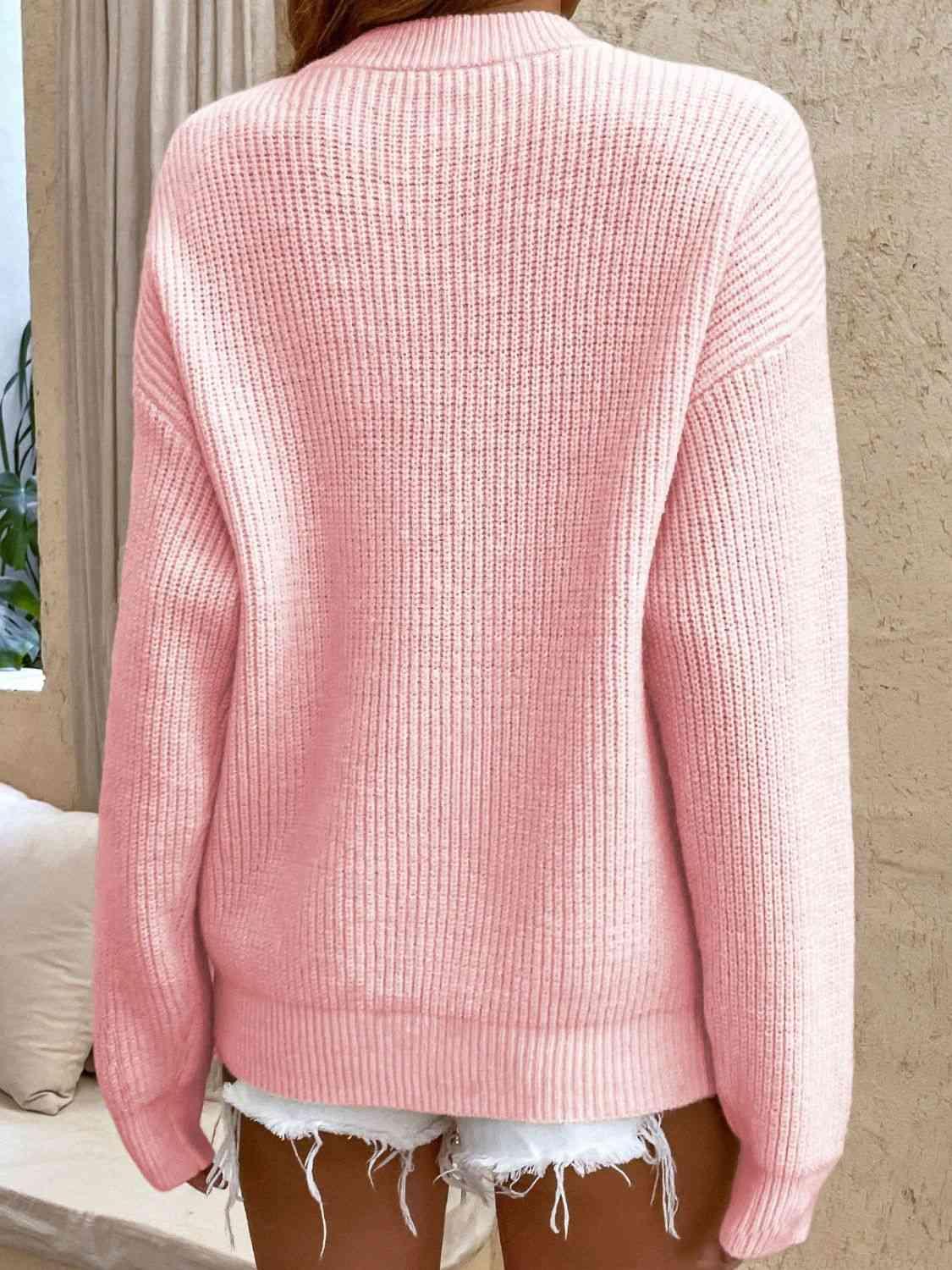 Guaranteed Warmth Knitted Half Button Sweater-MXSTUDIO.COM