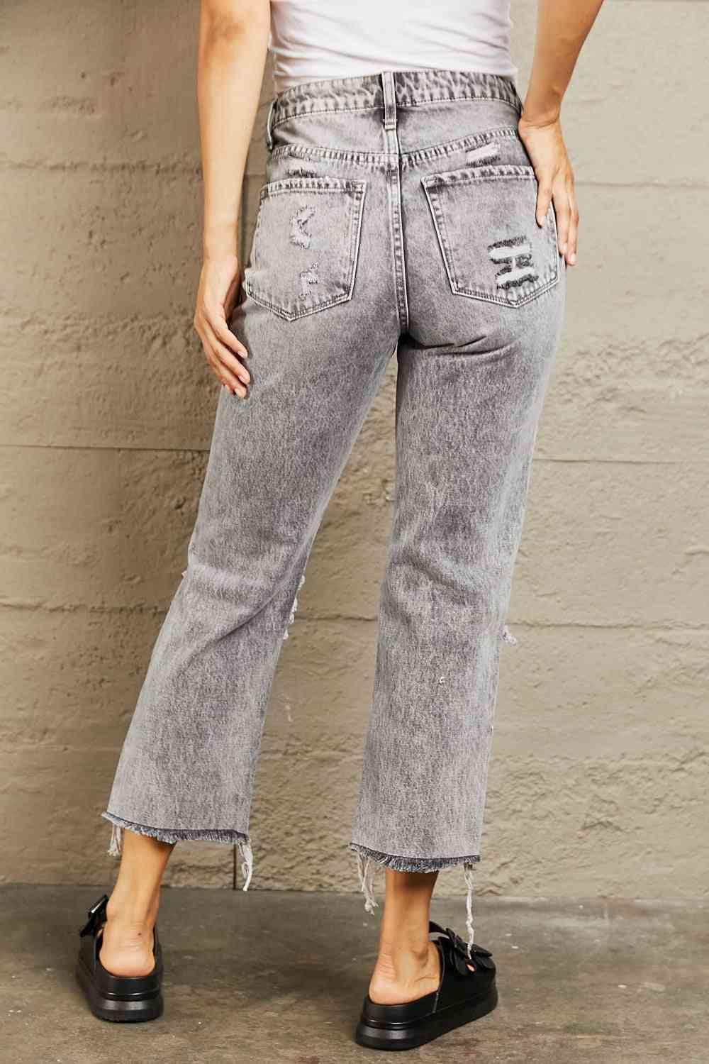 Gutsy Straight Leg Ripped Cropped Jeans - MXSTUDIO.COM