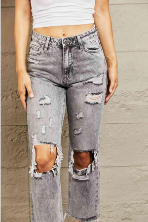 Gutsy Straight Leg Ripped Cropped Jeans - MXSTUDIO.COM