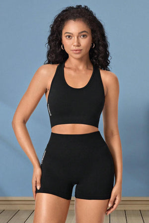 Gym Cutie Black Sports Bra and Shorts Athletic Set - MXSTUDIO.COM