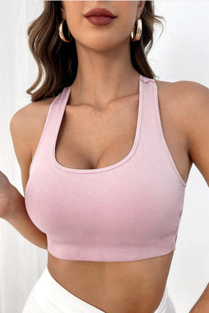 Gym Hottie Blush Pink Crisscross Sports Bra - MXSTUDIO.COM