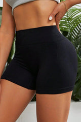 Gymwear Slim Fit High Waist Black Active Shorts - MXSTUDIO.COM