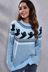 Halloween Warmth Crew Neck Ghost Sweater - MXSTUDIO.COM