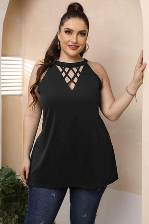 Halter Neck Cutout Plus Size Cut Out Dress - MXSTUDIO.COM