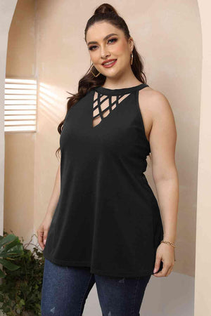 Halter Neck Cutout Plus Size Cut Out Dress - MXSTUDIO.COM