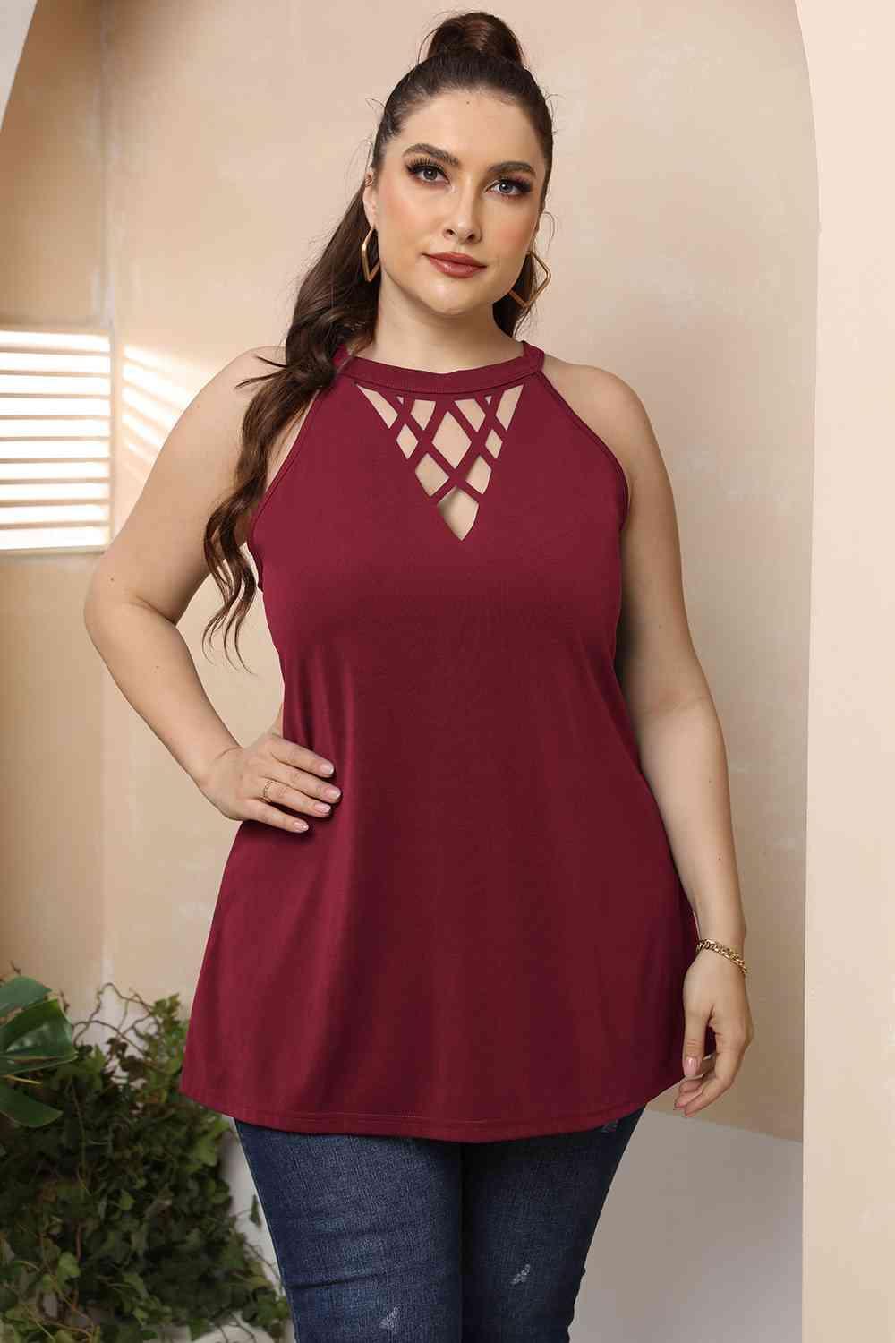 Halter Neck Cutout Plus Size Cut Out Dress - MXSTUDIO.COM