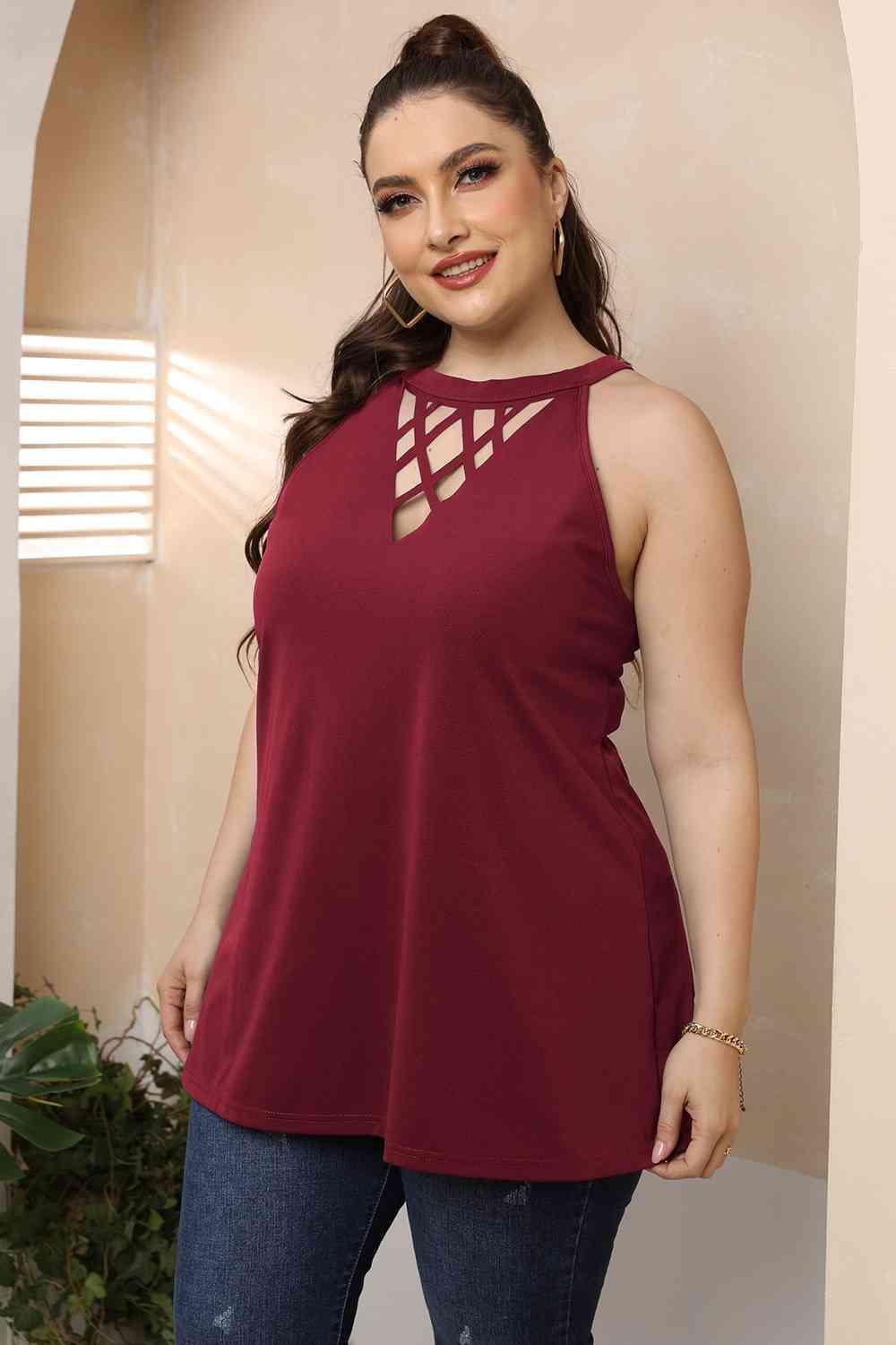 Halter Neck Cutout Plus Size Cut Out Dress - MXSTUDIO.COM