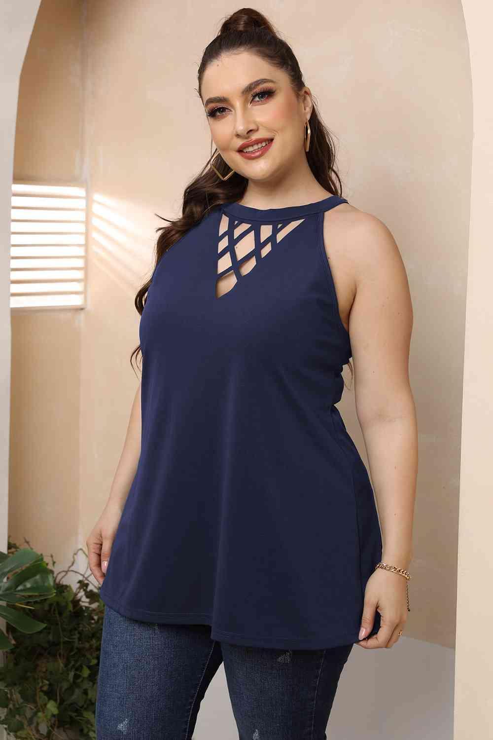 Halter Neck Cutout Plus Size Cut Out Dress - MXSTUDIO.COM