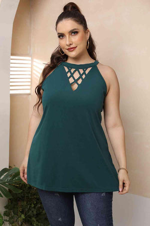 Halter Neck Cutout Plus Size Cut Out Dress - MXSTUDIO.COM