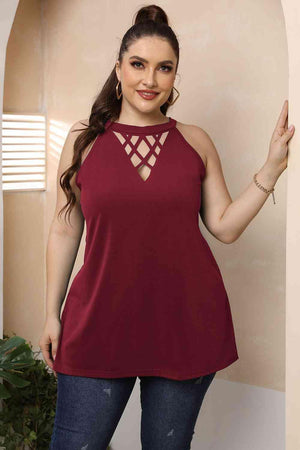 Halter Neck Cutout Plus Size Cut Out Dress - MXSTUDIO.COM