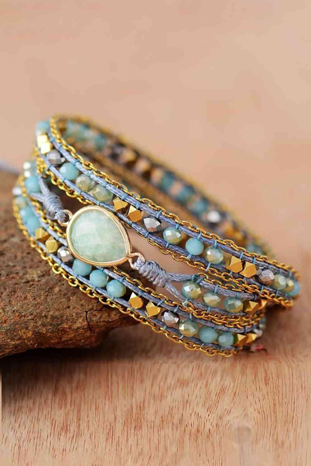 Handmade Teardrop Shape Beaded Layered Bracelet-MXSTUDIO.COM