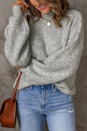 Happy And Gay Heathered Gray Mock Neck Sweater - MXSTUDIO.COM