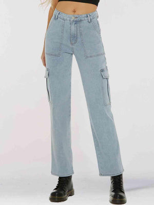 Happy Go Lucky Stretch Straight Leg Cargo Jeans - MXSTUDIO.COM