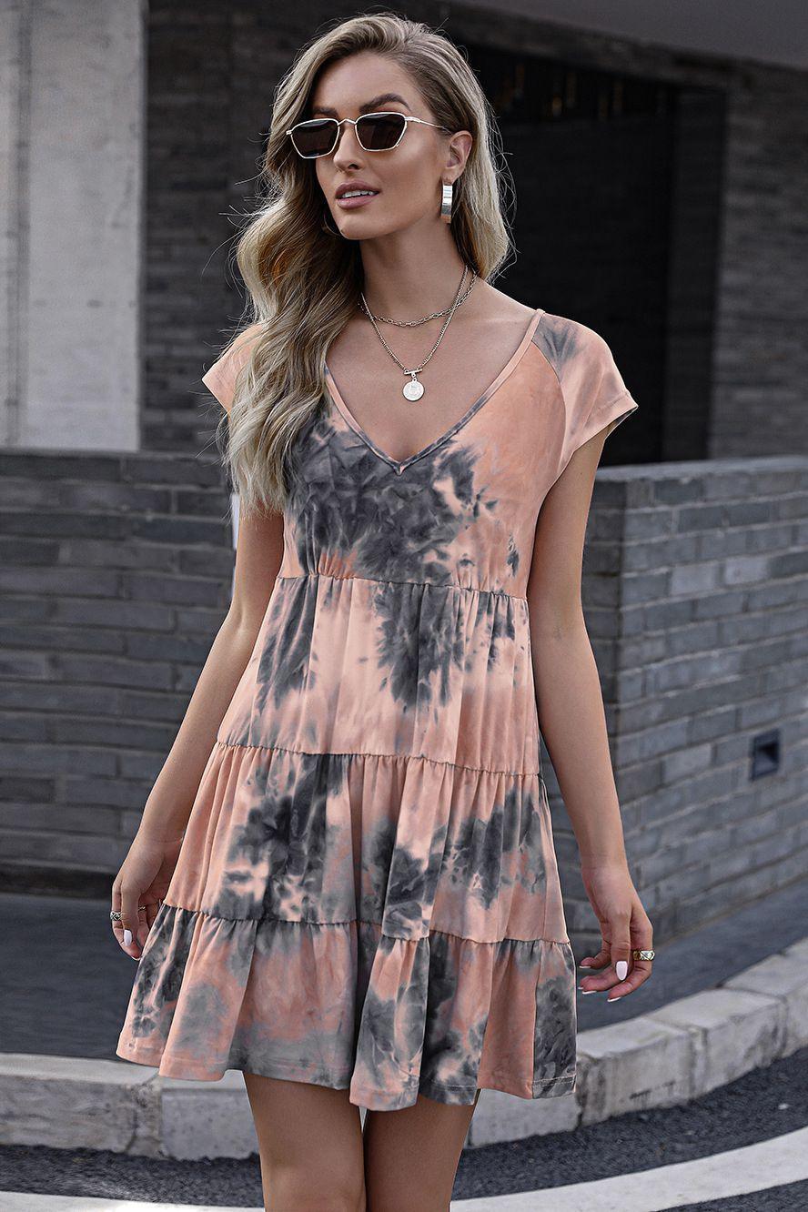 Happy Go Lucky Tie-Dye Ruffle Dress - MXSTUDIO.COM