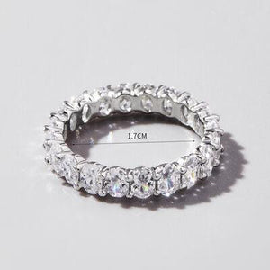 a diamond ring size guide on a white background