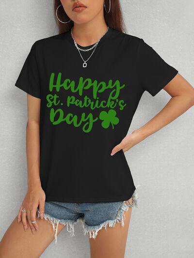 a woman wearing a st patrick's day t - shirt