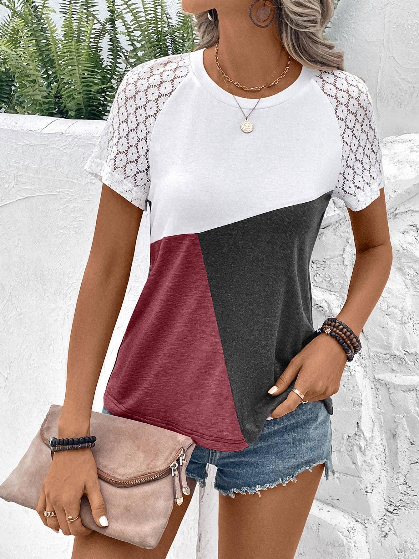 Hard To Break Raglan Sleeve Color Block Tee - MXSTUDIO.COM