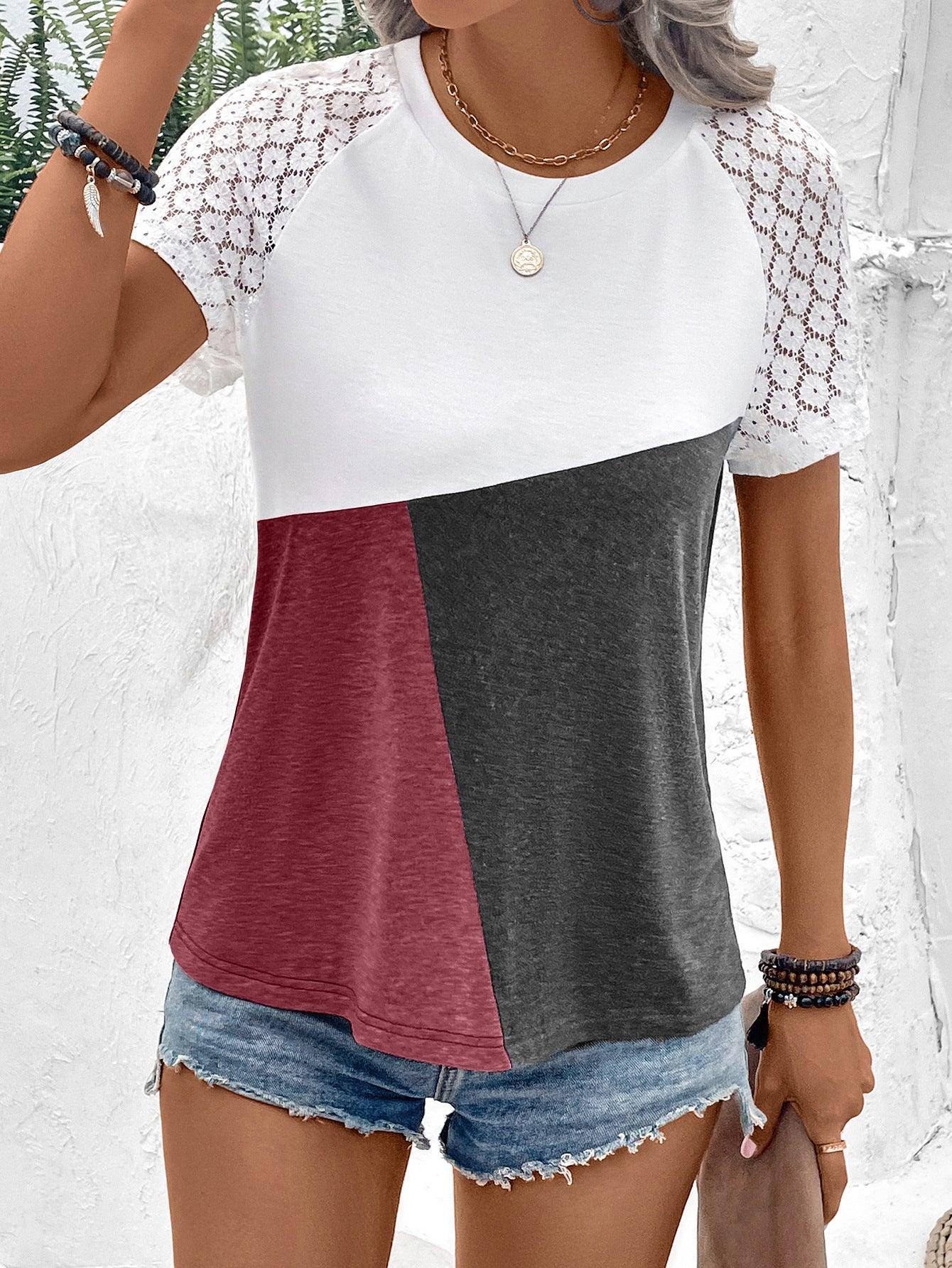 Hard To Break Raglan Sleeve Color Block Tee - MXSTUDIO.COM