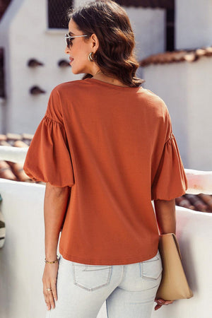 Harmonious Life Short Puff Sleeve Blouse - MXSTUDIO.COM