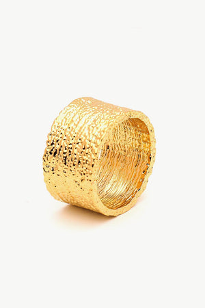 Harmoniously Balanced Textured Thick Gold Band Ring - MXSTUDIO.COM