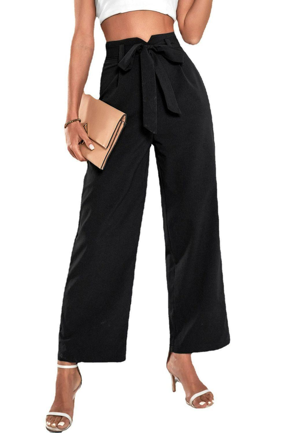 Have A Good Time High Rise Wide Leg Black Pants - MXSTUDIO.COM