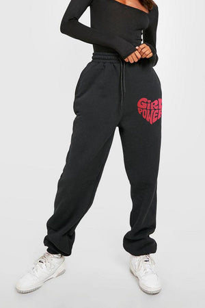 Heart Girl Power Graphic Jogger Sweatpants - MXSTUDIO.COM