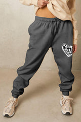 Heart Graphic Drawstring Elastic Waist Sweatpants - MXSTUDIO.COM