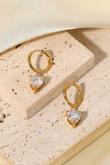 Heart Shape Rhinestone Drop Huggie Earrings - MXSTUDIO.COM