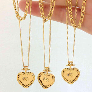 Heart Shape Stainless Steel Double Layered Necklace-MXSTUDIO.COM