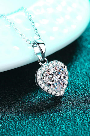 Heart-Shaped Encrusted 1 Carat Moissanite Necklace Womens - MXSTUDIO.COM