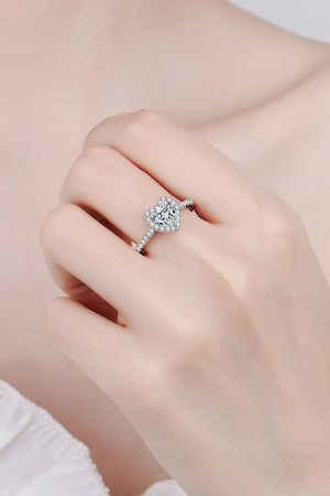 Heart-Shaped Encrusted 1 Carat Moissanite Ring - MXSTUDIO.COM