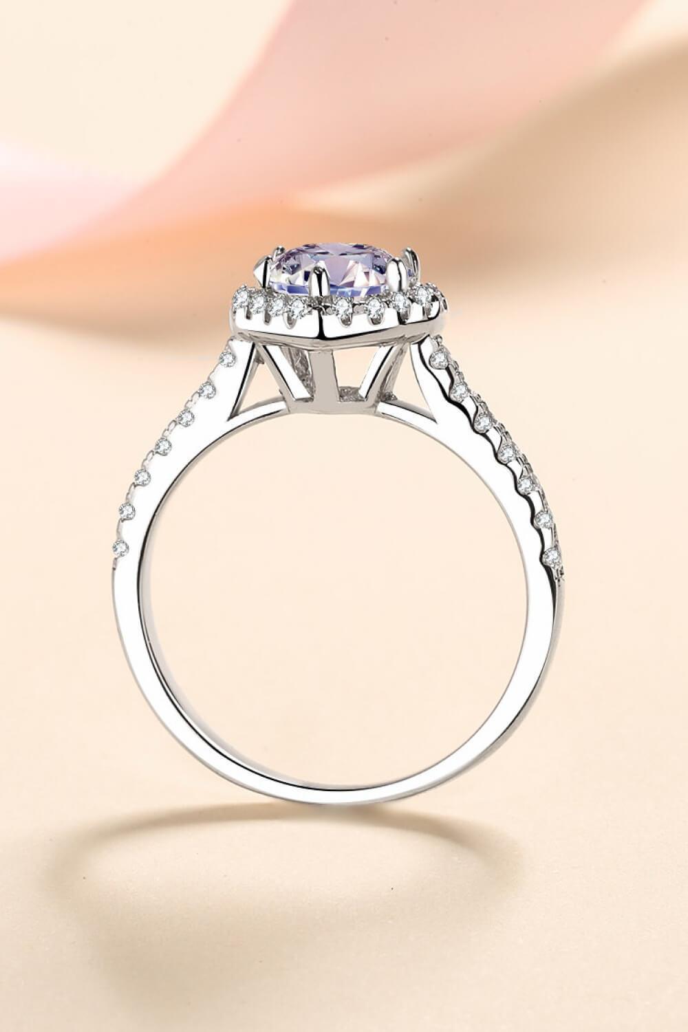 Heart-Shaped Encrusted 1 Carat Moissanite Ring - MXSTUDIO.COM