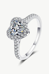 Heart-Shaped Encrusted 1 Carat Moissanite Ring - MXSTUDIO.COM