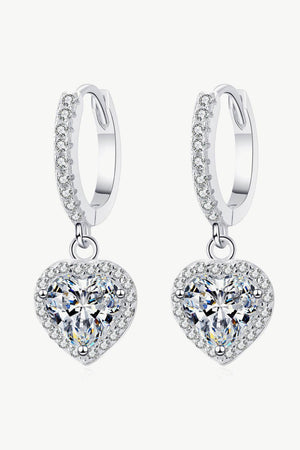 Heart-Shaped Encrusted 2 Carat Moissanite Drop Earrings - MXSTUDIO.COM