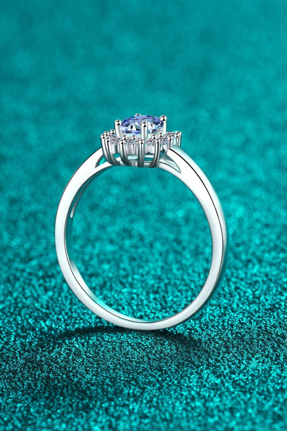 Heavenly Glow Sterling Silver Blue Moissanite Ring - MXSTUDIO.COM