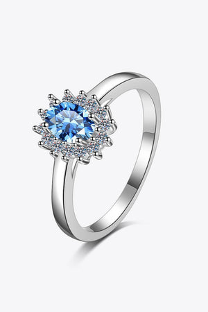 Heavenly Glow Sterling Silver Blue Moissanite Ring - MXSTUDIO.COM