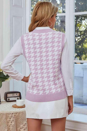 Heliotrope Purple Houndstooth Sweater Vest - MXSTUDIO.COM