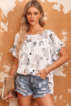 Hello Darling Floral Flounce Sleeve Blouse - MXSTUDIO.COM