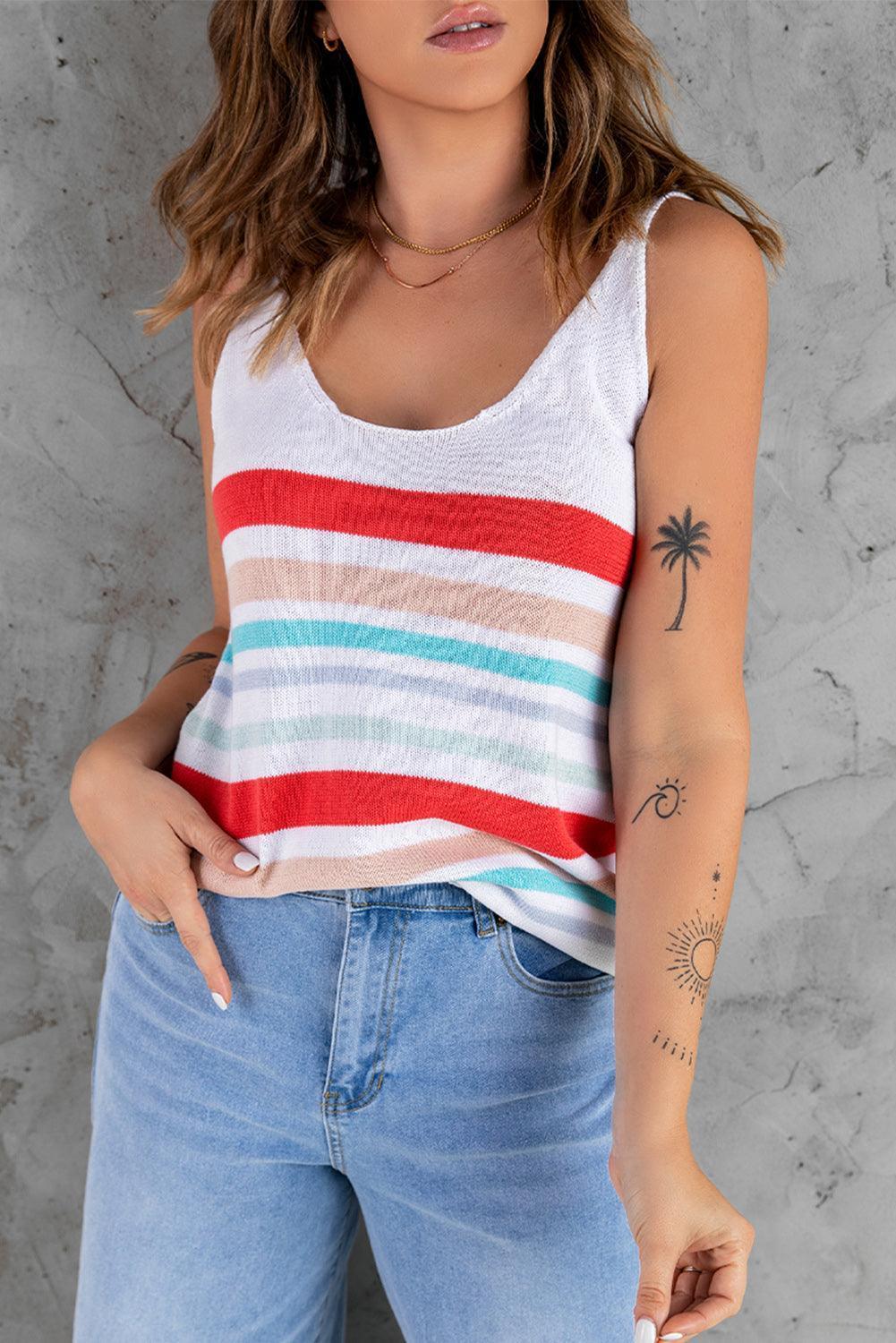 Hello Summer Knit Scoop Neck Tank Top - MXSTUDIO.COM