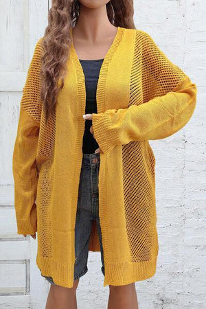 Hello Sunshine Long Open Front Yellow Cardigan-MXSTUDIO.COM