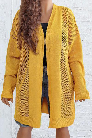 Hello Sunshine Long Open Front Yellow Cardigan-MXSTUDIO.COM