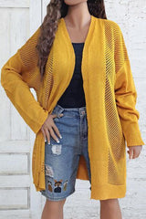 Hello Sunshine Long Open Front Yellow Cardigan-MXSTUDIO.COM