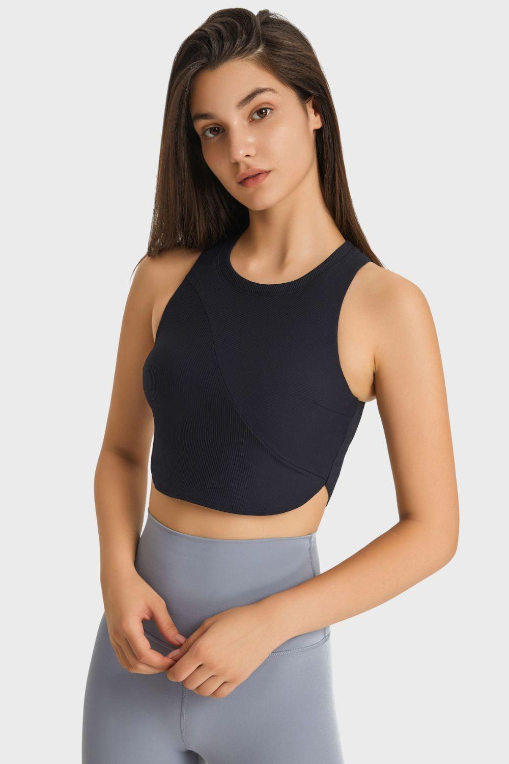 Hem Detailing Racerback Sports Bra - MXSTUDIO.COM