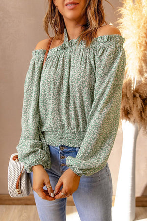 Hey Pretty Floral Off Shoulder Halter Neck Blouse - MXSTUDIO.COM