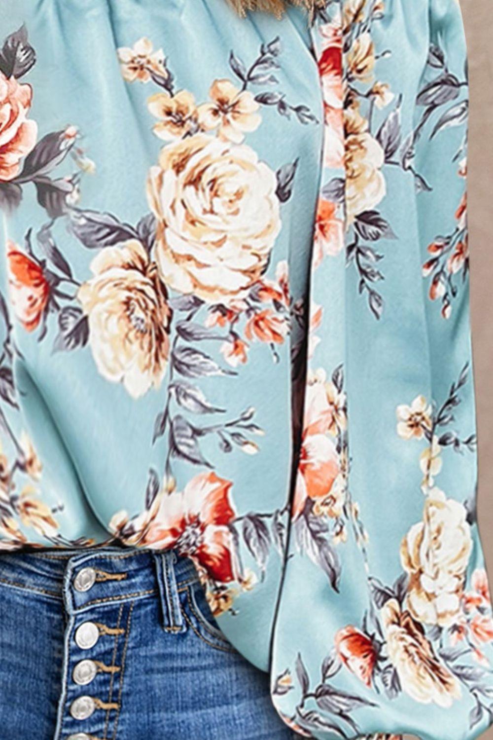 Hey Sweetie Long Sleeve Floral Off Shoulder Blouse - MXSTUDIO.COM